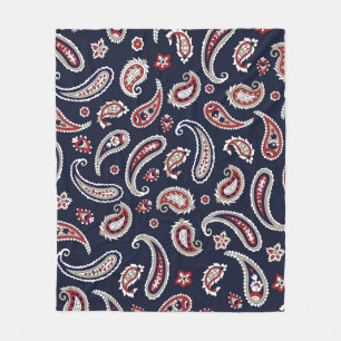 Indian Traditional paisley pattern on navy Fleecedecke
