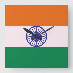 Indian Tricolor Tiranga Quadratische Wanduhr