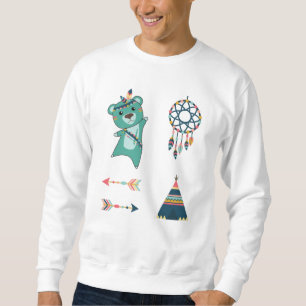Indian Türkise Bären Stickers Tipi Sweatshirt
