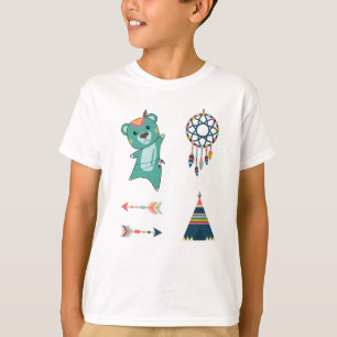 Indian Türkise Bären Stickers Tipi T-Shirt