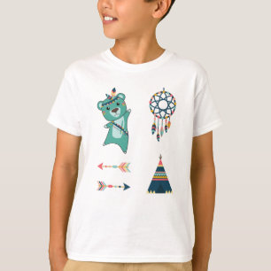 Indian Türkise Bären Stickers Tipi T-Shirt