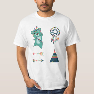 Indian Türkise Bären Stickers Tipi T-Shirt