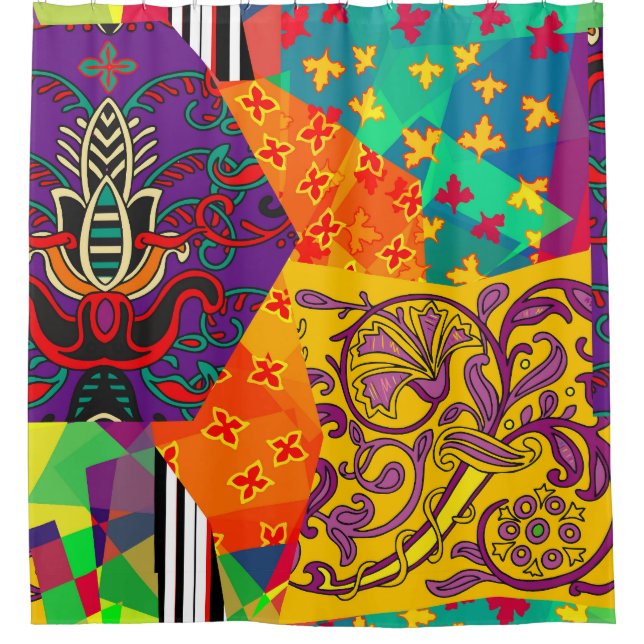 Indian Turkish Festive Patchwork Mandala Duschvorhang (Vorderseite)