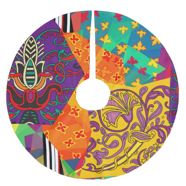 Indian Turkish Festive Patchwork Mandala Polyester Weihnachtsbaumdecke (Vorderseite)
