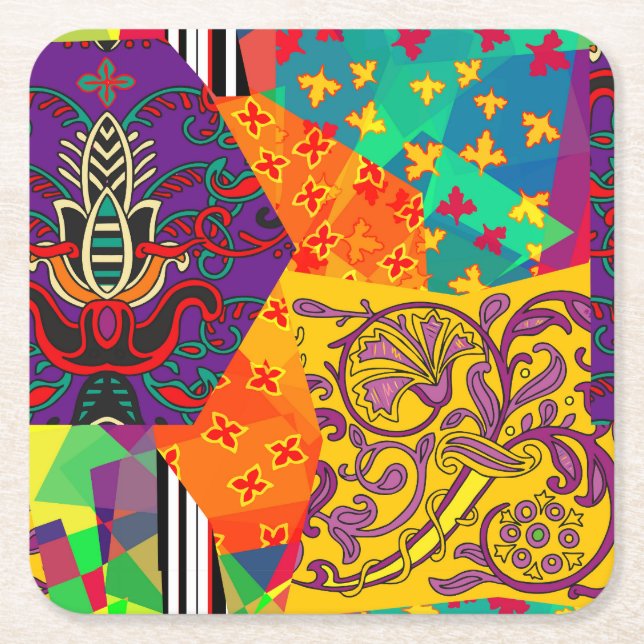 Indian Turkish Festive Patchwork Mandala Rechteckiger Pappuntersetzer (Vorderseite)