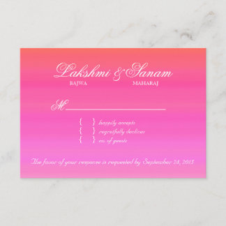 Indian UAWG Wedding Repair Card Damask Pink Orange RSVP Karte