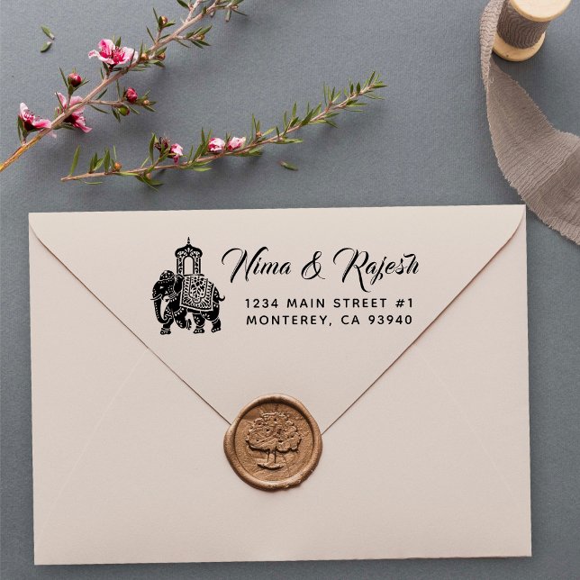 Indian Wedding Ganesha Elephant Retrun Address Sel Permastempel (Von Creator hochgeladen)