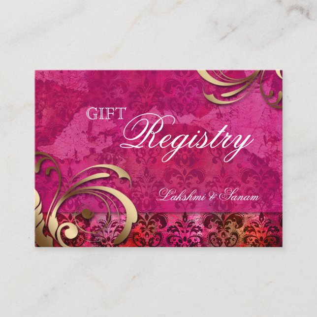 Indian Wedding Gift Registration Card Rosa Gold Begleitkarte (Vorderseite)