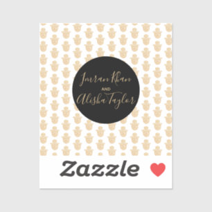 Indian Wedding Gold hamsa Henna Ankündigung Aufkleber