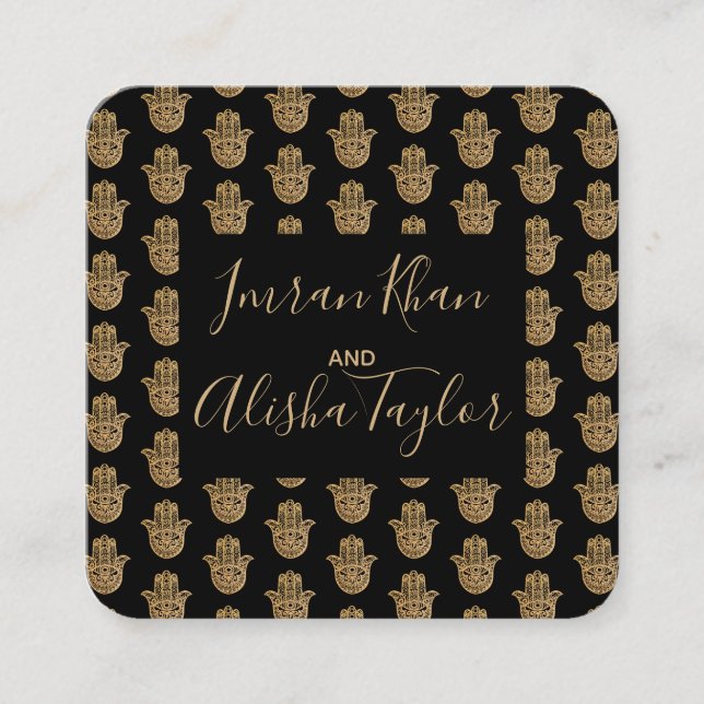 Indian Wedding Gold hamsa Henna Ankündigung Begleitkarte (Vorderseite)