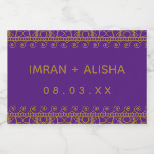 Indian Wedding Gold Henna Paisley Lila Lebensmitteletikett