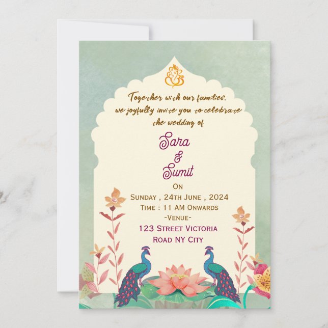 Indian Wedding Invitations  Einladung (Vorderseite)