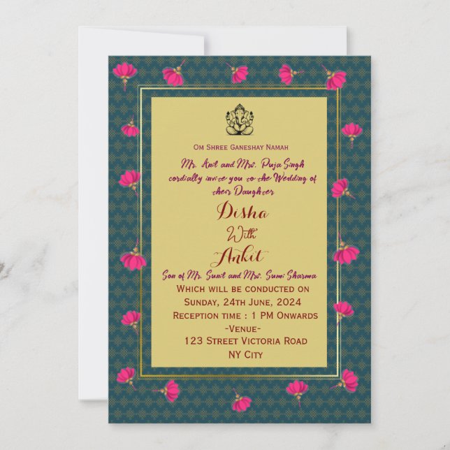 Indian Wedding Invitations  Einladung (Vorderseite)