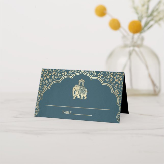 Indian Wedding Platzkarte Imitats Gold Foil (Vorderseite)