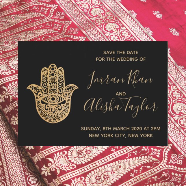 Indian Wedding Save the date Gold hamsa Henna (Von Creator hochgeladen)