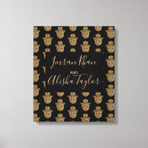 Indian Wedding Save the date Gold hamsa Henna Leinwanddruck