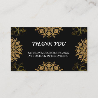 Indian Wedite Invite Damask Gold Winter Black Begleitkarte