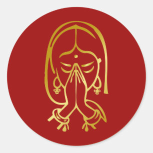 Indian Welcome Gesture - Namste Runder Aufkleber