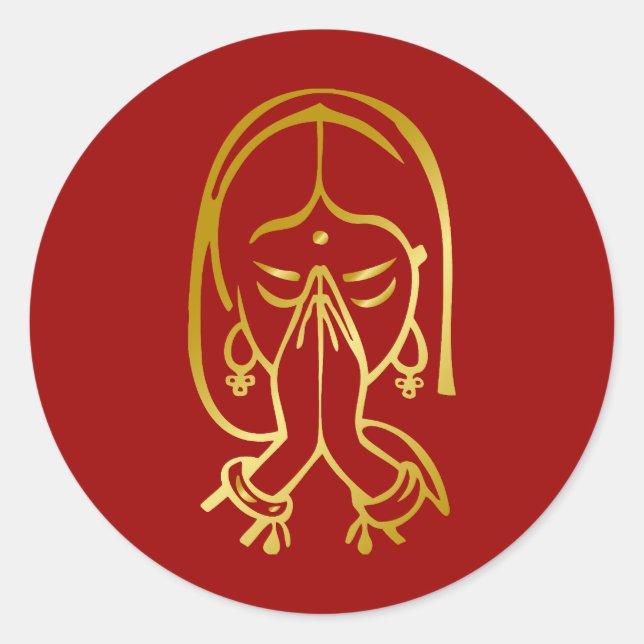 Indian Welcome Gesture - Namste Runder Aufkleber (Vorderseite)