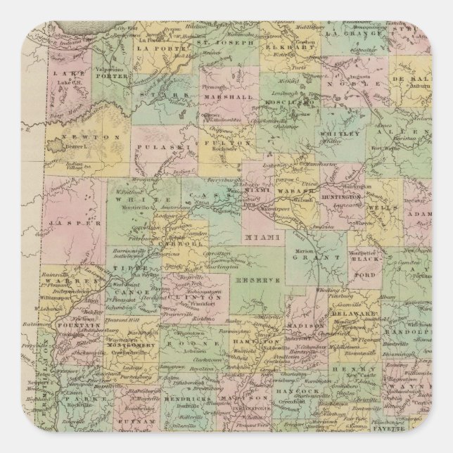 Indiana 7 quadratischer aufkleber (Vorderseite)