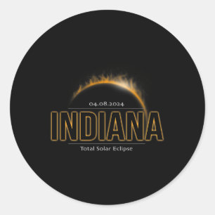 Indiana America April 2024 Weg von Totality Solar Runder Aufkleber