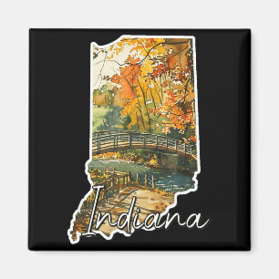 Indiana-Aquarell-Herbstlandschafts-Kunst Magnet