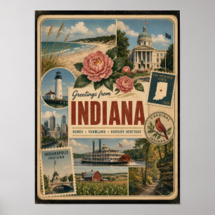 Indiana Authentischer Vintage-Stil Poster