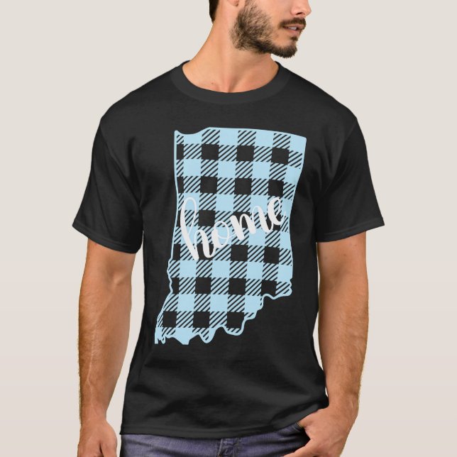 Indiana Buffalo Plaid Home State Country Blue West T-Shirt (Vorderseite)