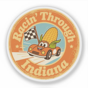 Indiana Charm_ Mais und Karoflagge Vintage Aufkleber
