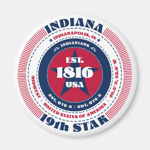 Indiana Circle Typografy Souvenir Magnet