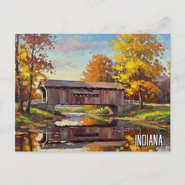 Indiana Covered Bridge Postkarte (Vorderseite)
