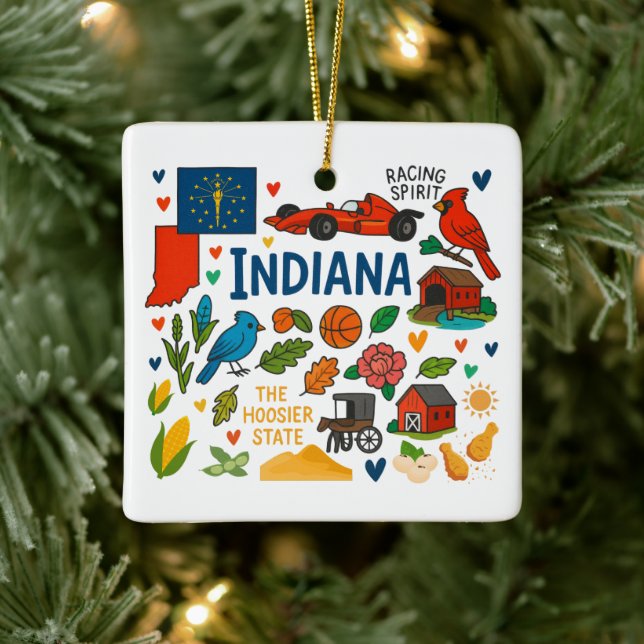 Indiana Custom Family Trip Christmas Keramikornament (Baum)