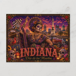 Indiana Día de los Muertos Retro Postkarte