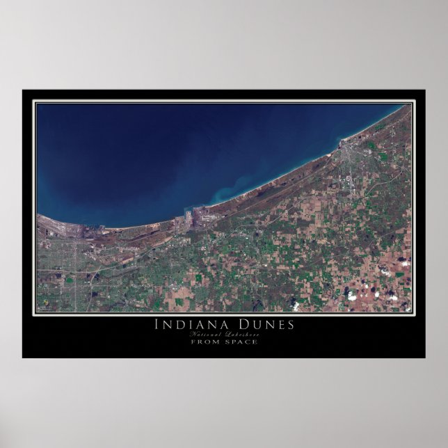 Indiana Dunes National Lakeshore Satellite Karte Poster (Vorne)