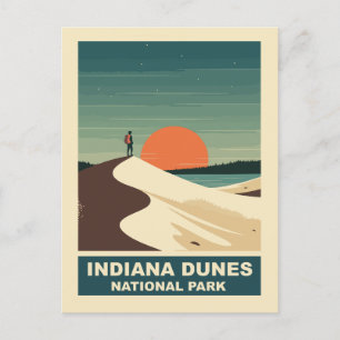 Indiana Dunes National Park Hiker Backpacker Feiertagspostkarte