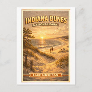 Indiana Dunes National Park im Vintage-Stil Postkarte