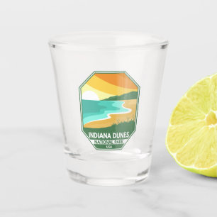 Indiana Dunes Nationalpark Minimal Retro Emblem Schnapsglas
