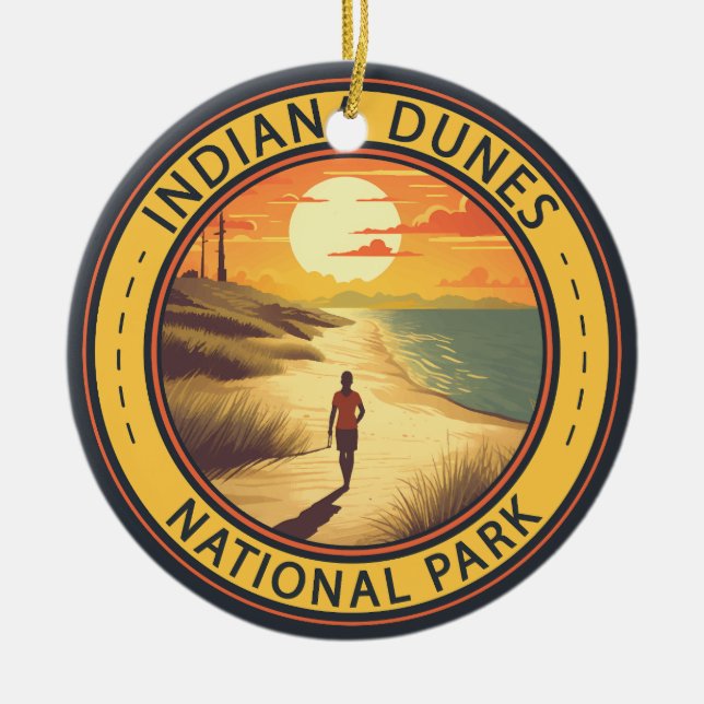 Indiana Dunes Nationalpark Reisen Vintag Keramik Ornament (Vorne)