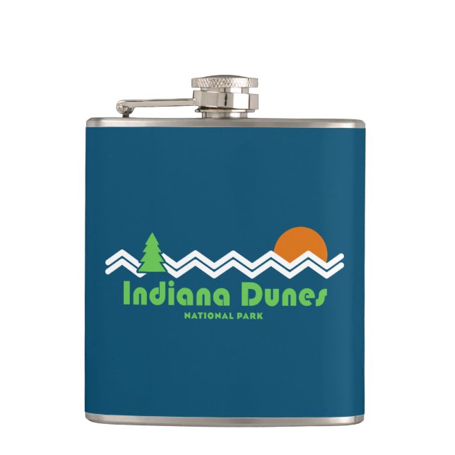 Indiana Dunes Nationalpark Retro Flachmann (Vorderseite)
