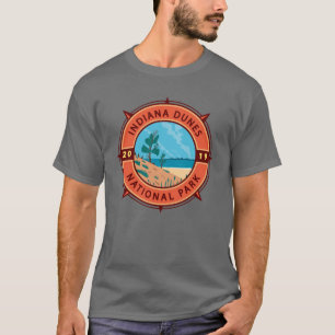 Indiana Dunes Nationalpark Retro Kompass Emblem T-Shirt