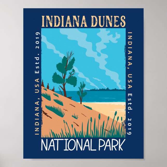 Indiana Dunes Nationalpark Vintag gefährdet Poster (Vorne)