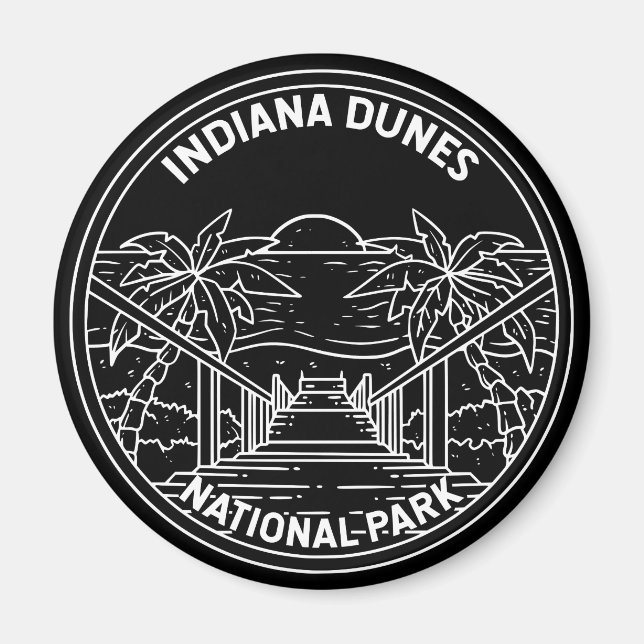 Indiana Dunes Nationalpark Vintag Monoline Magnet (Vorne)