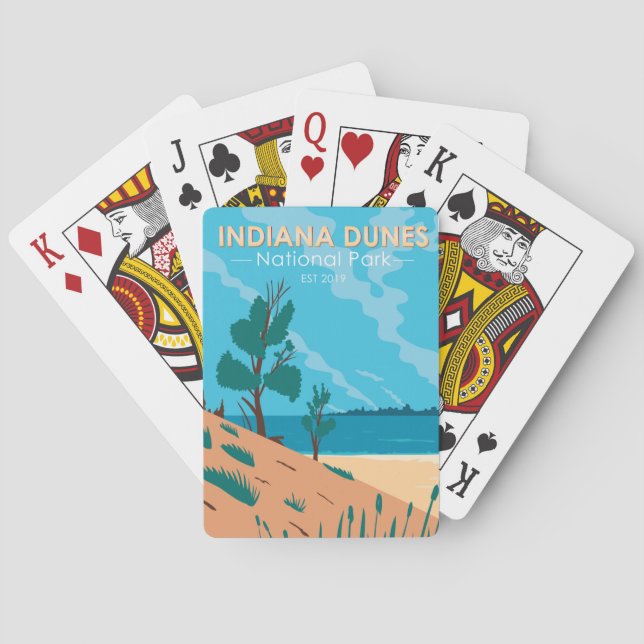 Indiana Dunes Nationalpark Vintag Spielkarten (Rückseite)