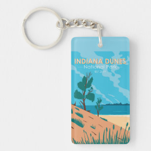 Indiana Dunes Nationalpark Vintag zweiseitig Schlüsselanhänger