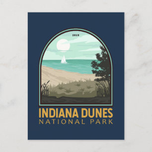 Indiana Dunes Nationalpark Vintages Emblem Postkarte