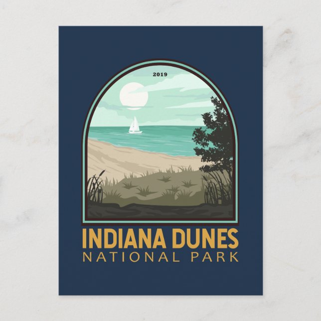 Indiana Dunes Nationalpark Vintages Emblem Postkarte (Vorderseite)