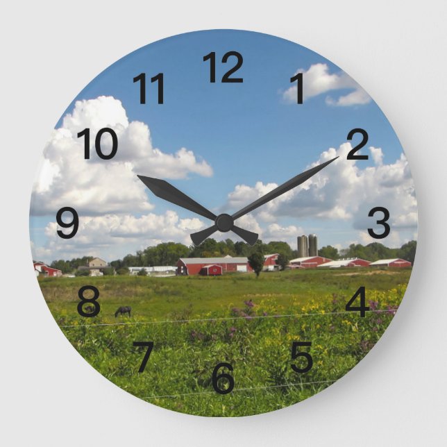 Indiana Farm Foto Große Wanduhr (Vorderseite)