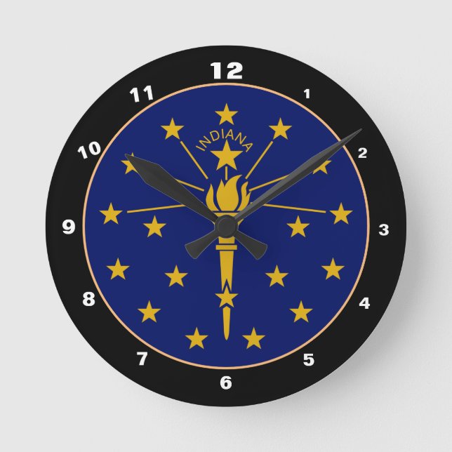 Indiana Flag & Indiana fashion/design USA Runde Wanduhr (Vorderseite)