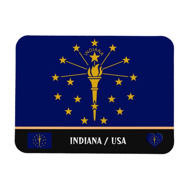 Indiana Flag & Indiana Staat /travel America Magnet (Horizontal)