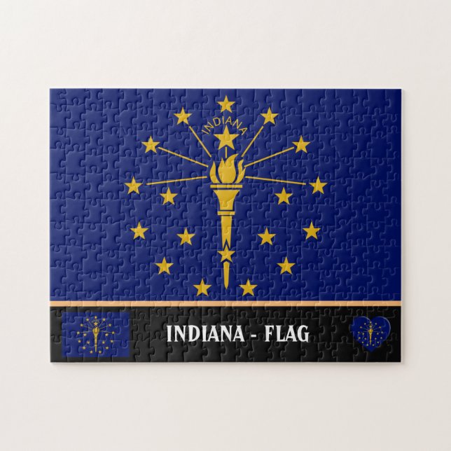 Indiana Flag & Indiana Staat USA/Amerika Puzzle (Horizontal)